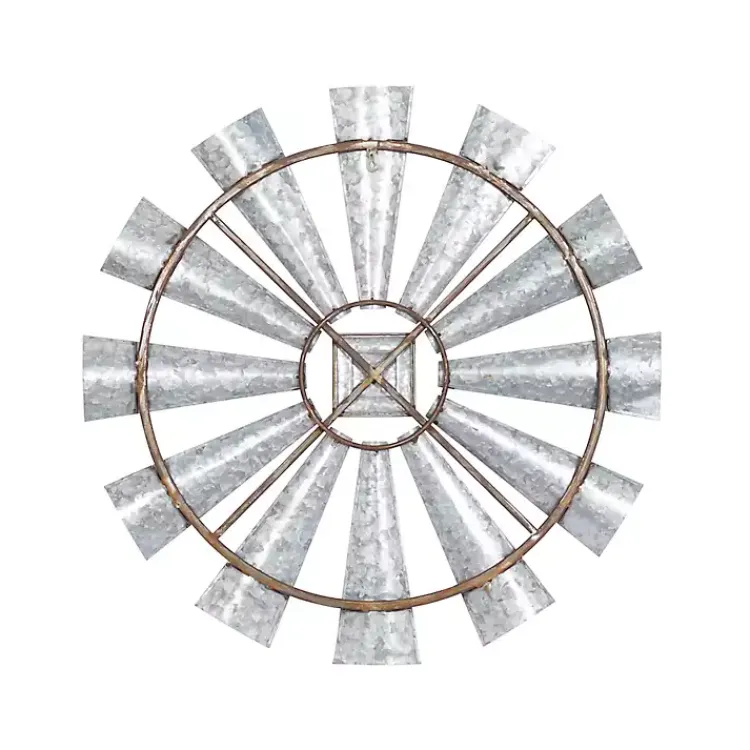 Kirklands Home Metal Windmill Wall Plaque Silver Clearance