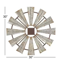 Kirklands Home Metal Windmill Wall Plaque Silver Clearance