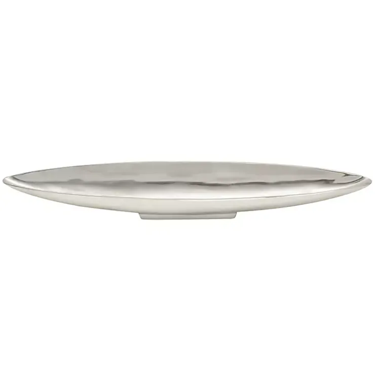 Decorative Trays>Kirklands Home Metallic Canoe Tray Silver