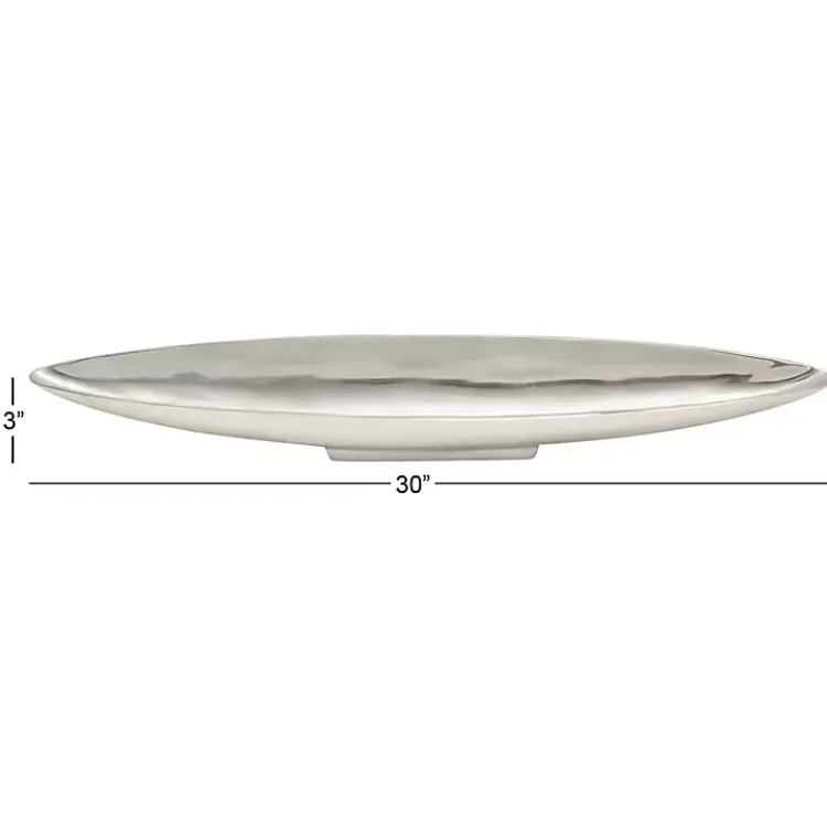 Decorative Trays>Kirklands Home Metallic Canoe Tray Silver