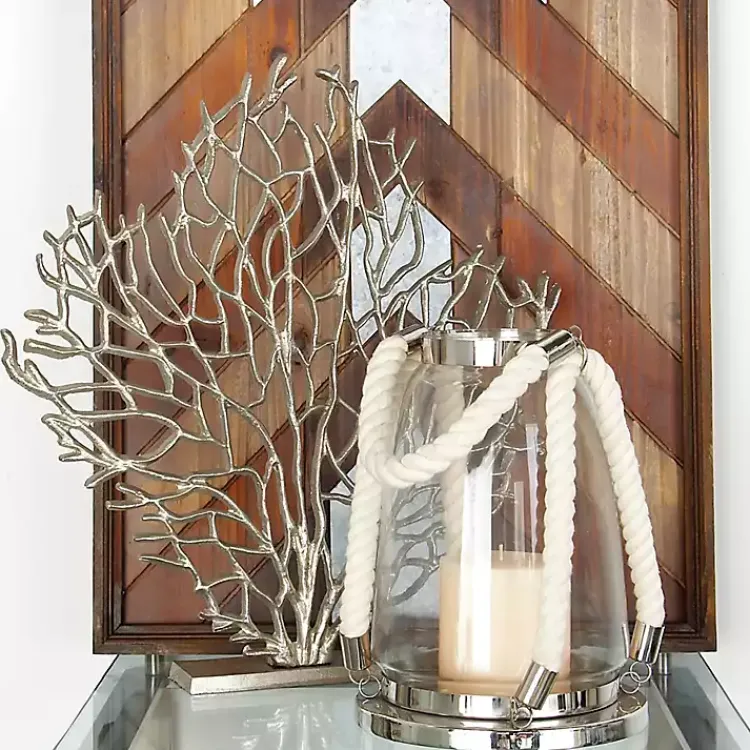 Statues & Figurines>Kirklands Home Metallic Coastal Branch Statue Silver
