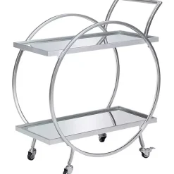 Kirklands Home Mirrored 2-Tier Odessa Bar Cart Silver Discount