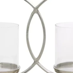 Candle Holders>Kirklands Home Overlapping Halo Hurricane Candle Runner Silver