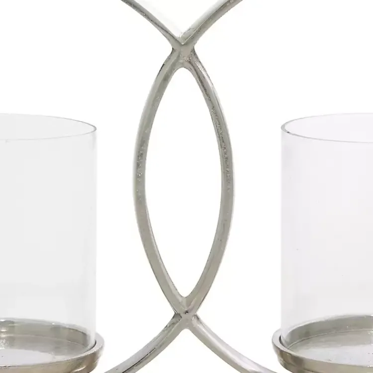 Candle Holders>Kirklands Home Overlapping Halo Hurricane Candle Runner Silver