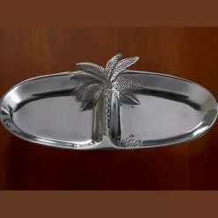 Kirklands Home Palm Tree Bathroom Vanity Tray Silver