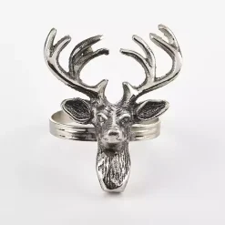 Kirklands Home Reindeer Head Napkin Rings, Set of 4 Silver Sale