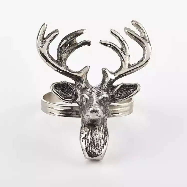 Kirklands Home Reindeer Head Napkin Rings, Set of 4 Silver Sale