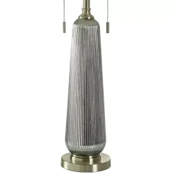 Kirklands Home Silver Ribbed Glass Table Lamp White New