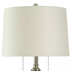 Kirklands Home Silver Ribbed Glass Table Lamp White New