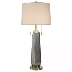 Kirklands Home Silver Ribbed Glass Table Lamp White New