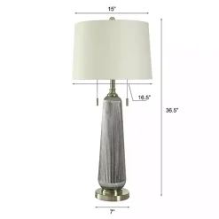 Kirklands Home Silver Ribbed Glass Table Lamp White New