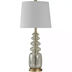 Kirklands Home Silver Rounded Mercury Glass Table Lamp White Clearance