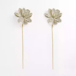 Christmas Tree Decorations>Kirklands Home Sequin Magnolia Picks, Set of 2 Silver