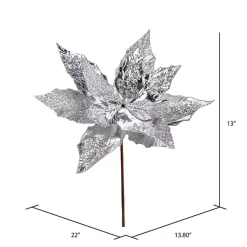 Christmas Arrangements & Garland>Kirklands Home Sequin Poinsettia Tree Stems, Set of 6 Silver