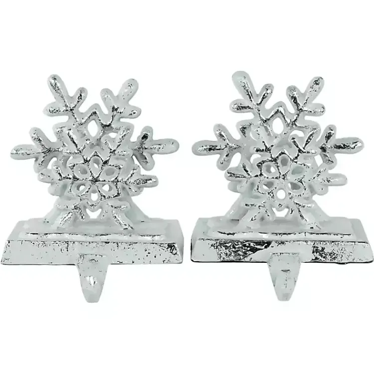 Christmas Stockings & Stocking Holders>Kirklands Home Silver Snowflake Stocking Holders, Set of 2