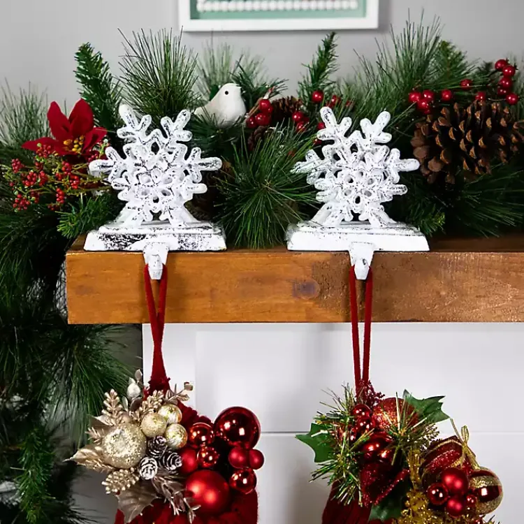 Christmas Stockings & Stocking Holders>Kirklands Home Silver Snowflake Stocking Holders, Set of 2