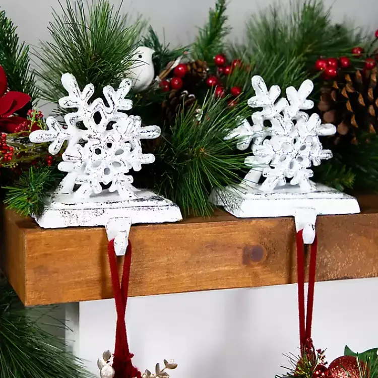 Christmas Stockings & Stocking Holders>Kirklands Home Silver Snowflake Stocking Holders, Set of 2