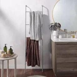 Kirklands Home Steel 4-Bar Leaning Towel Ladder Silver