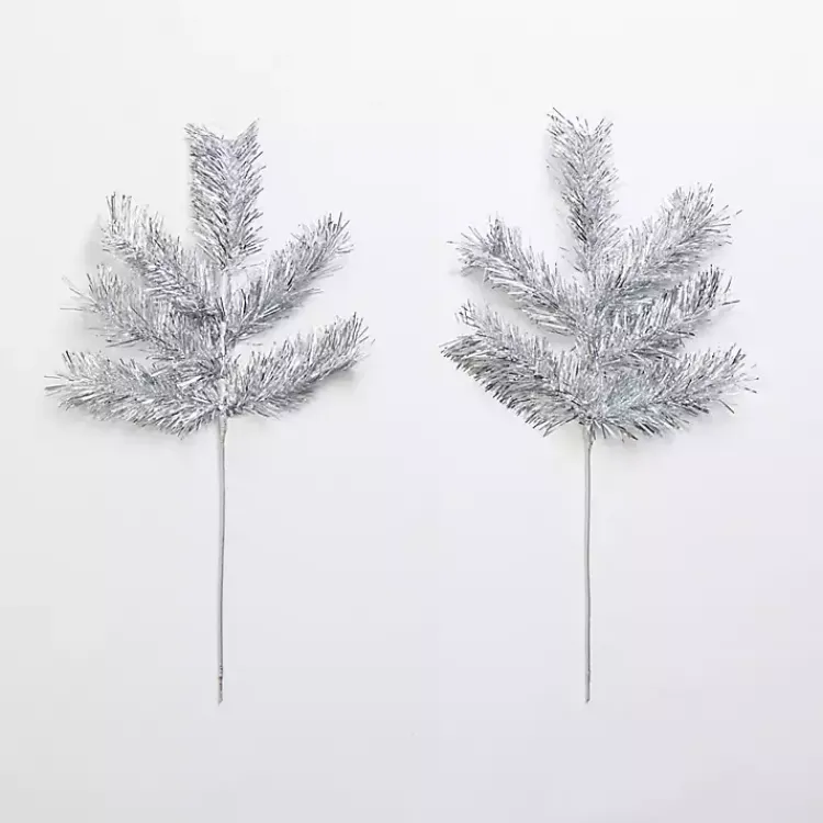 Christmas Tree Decorations>Kirklands Home Tinsel Picks, Set of 2 Silver