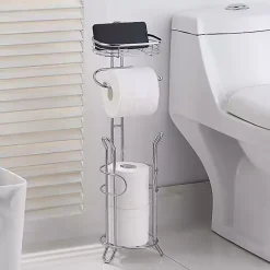 Kirklands Home Toilet Paper Storage Stand with Basket Silver Sale