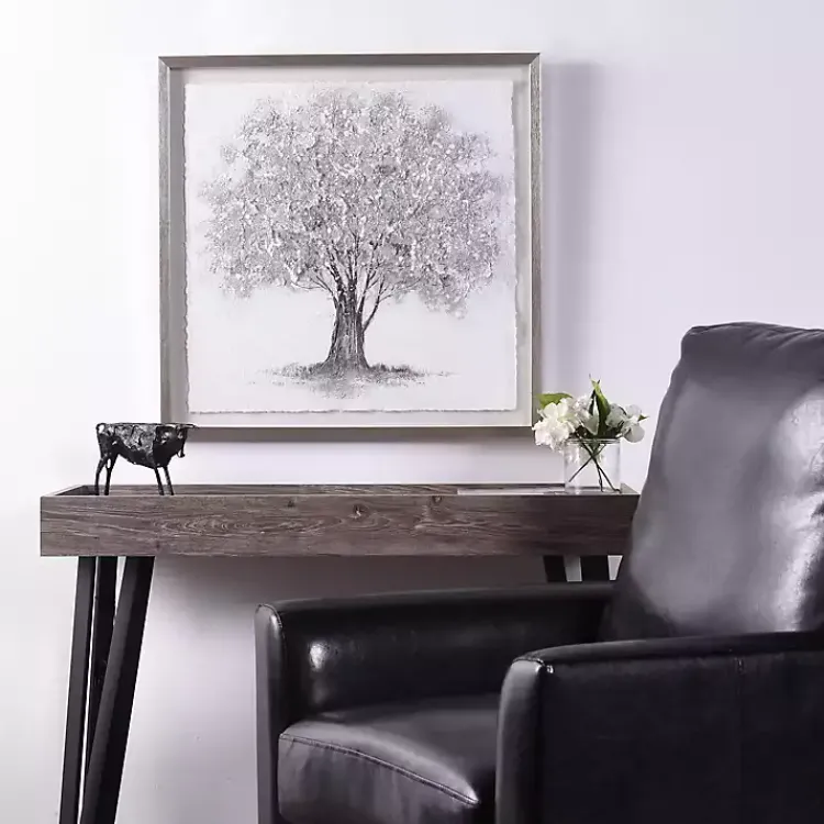Kirklands Home Silver Tree Rice Paper Framed Art Print Best