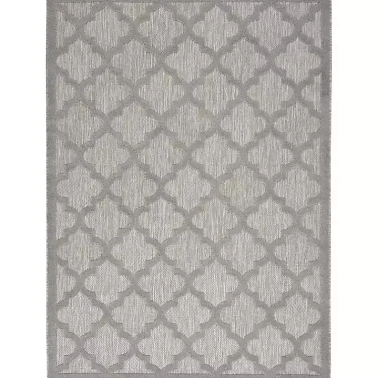 Kirklands Home Silver Trellis Indoor/Outdoor Area Rug, 5x7 Gray New