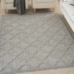 Kirklands Home Silver Trellis Indoor/Outdoor Area Rug, 5x7 Gray New
