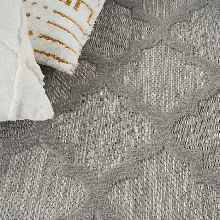 Kirklands Home Silver Trellis Indoor/Outdoor Area Rug, 5x7 Gray New