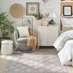 Kirklands Home Silver Trellis Indoor/Outdoor Area Rug, 5x7 Gray New