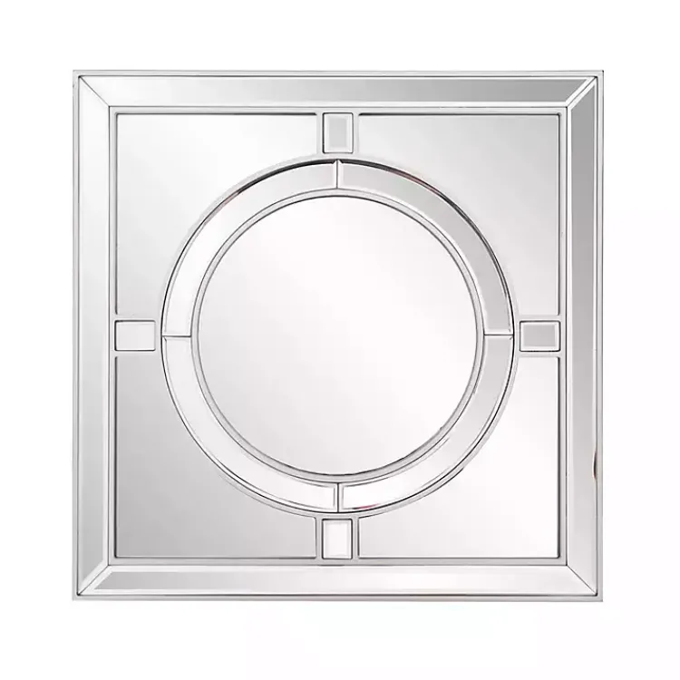 Kirklands Home Silver Windowpane Square Wall Mirror New