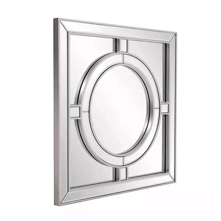 Kirklands Home Silver Windowpane Square Wall Mirror New