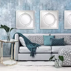 Kirklands Home Silver Windowpane Square Wall Mirror New