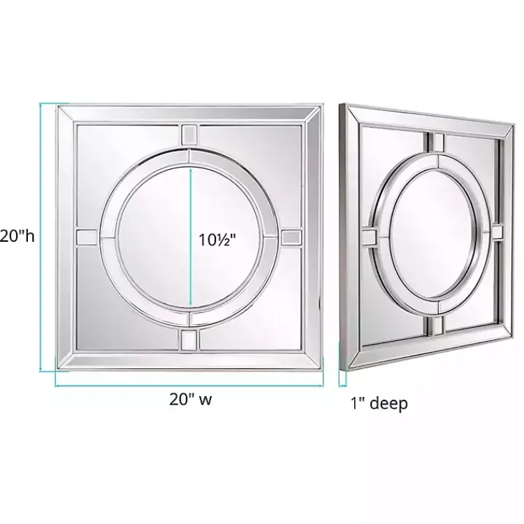Kirklands Home Silver Windowpane Square Wall Mirror New