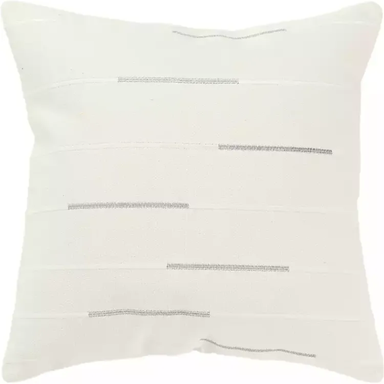 Pillows>Kirklands Home Silver Woven Lines Throw Pillow