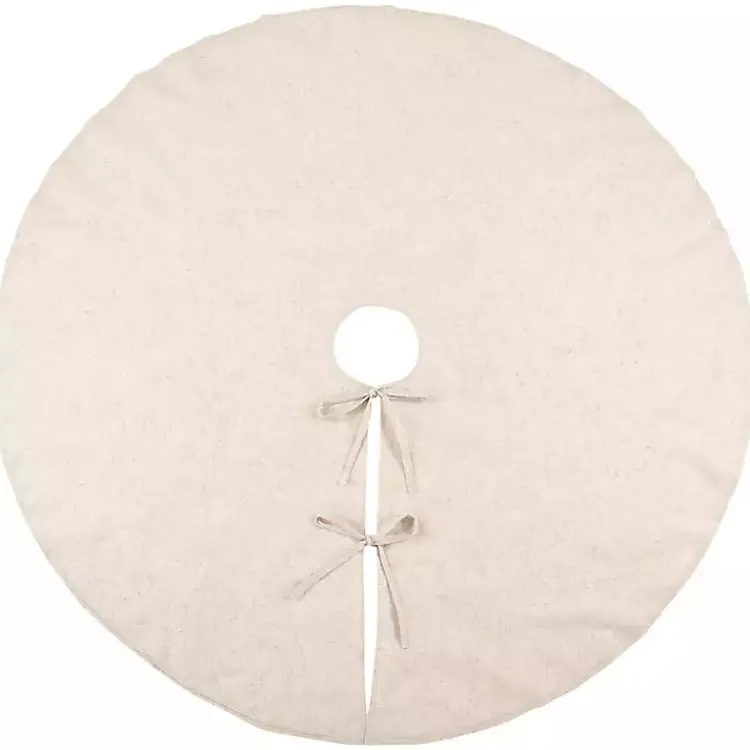 Christmas Tree Skirts & Collars>Kirklands Home Simple Beige Linen Blend Tree Skirt, 72 in. Tan