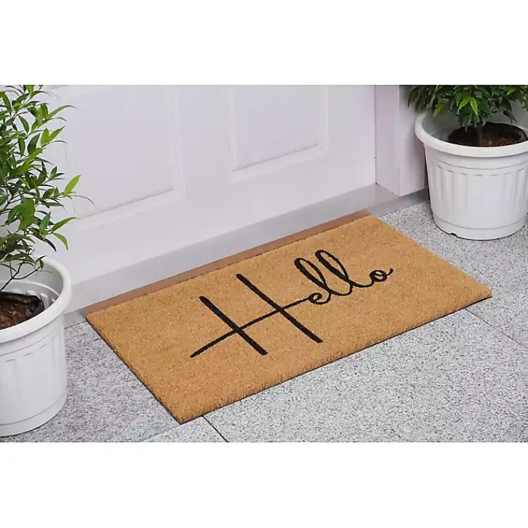 Kirklands Home Simple Hello Script Doormat, 36x24 Brown Sale