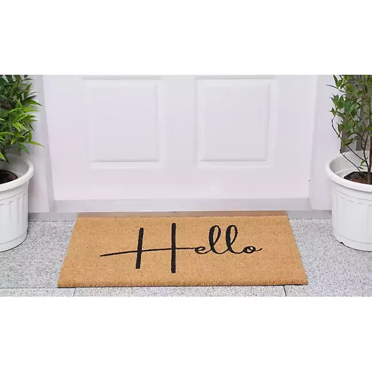 Kirklands Home Simple Hello Script Doormat, 36x24 Brown Sale