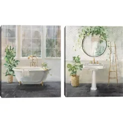 Kirklands Home Simple Pleasures Bath Canvas Art Prints, Set of 2 Discount