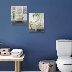 Kirklands Home Simple Pleasures Bath Canvas Art Prints, Set of 2 Discount