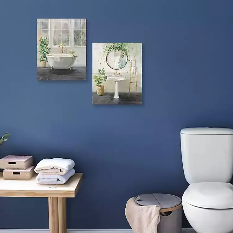 Kirklands Home Simple Pleasures Bath Canvas Art Prints, Set of 2 Discount