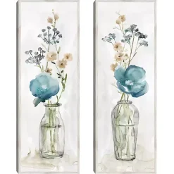 Kirklands Home Simply Blue Framed Canvas Art Prints, Set of 2 New