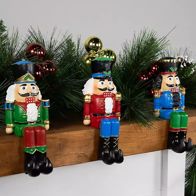 Christmas Stockings & Stocking Holders>Kirklands Home Sitting Nutcrackers Stocking Holders, Set of 3