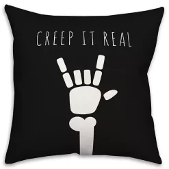 Halloween>Kirklands Home Skeleton Creep It Real Pillow