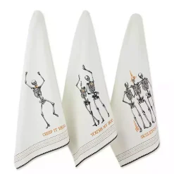 Kirklands Home Skeletons Printed Assorted Dishtowels, Set of 3 New