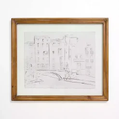Kirklands Home Sketched City Street Framed Art Print White New
