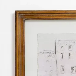 Kirklands Home Sketched City Street Framed Art Print White New