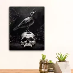 Halloween>Kirklands Home Skull & Raven Canvas Art Print, 16x20