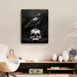 Halloween>Kirklands Home Skull & Raven Canvas Art Print, 24x30