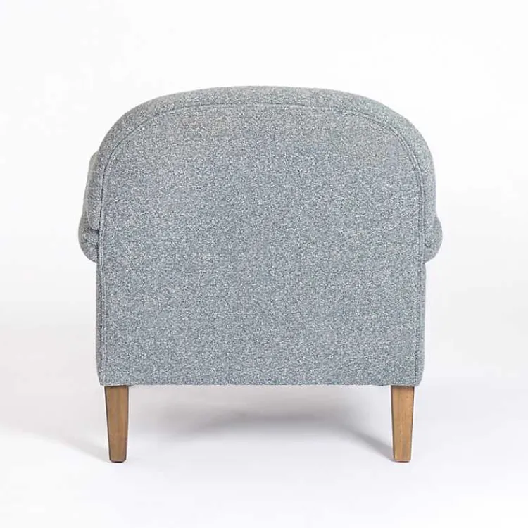 Kirklands Home Sky Boucle Tufted Chair & Ottoman Set Blue Discount