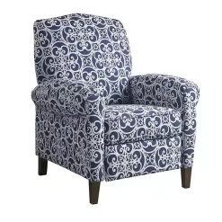 Kirklands Home Sky Fretwork Upholstered High Back Recliner Blue